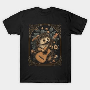 Cottagecore Aesthetic Hedgehog Acoustic Guitar T-Shirt